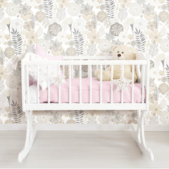 Perennial Blooms Peel and Stick Wallpaper in a room setting