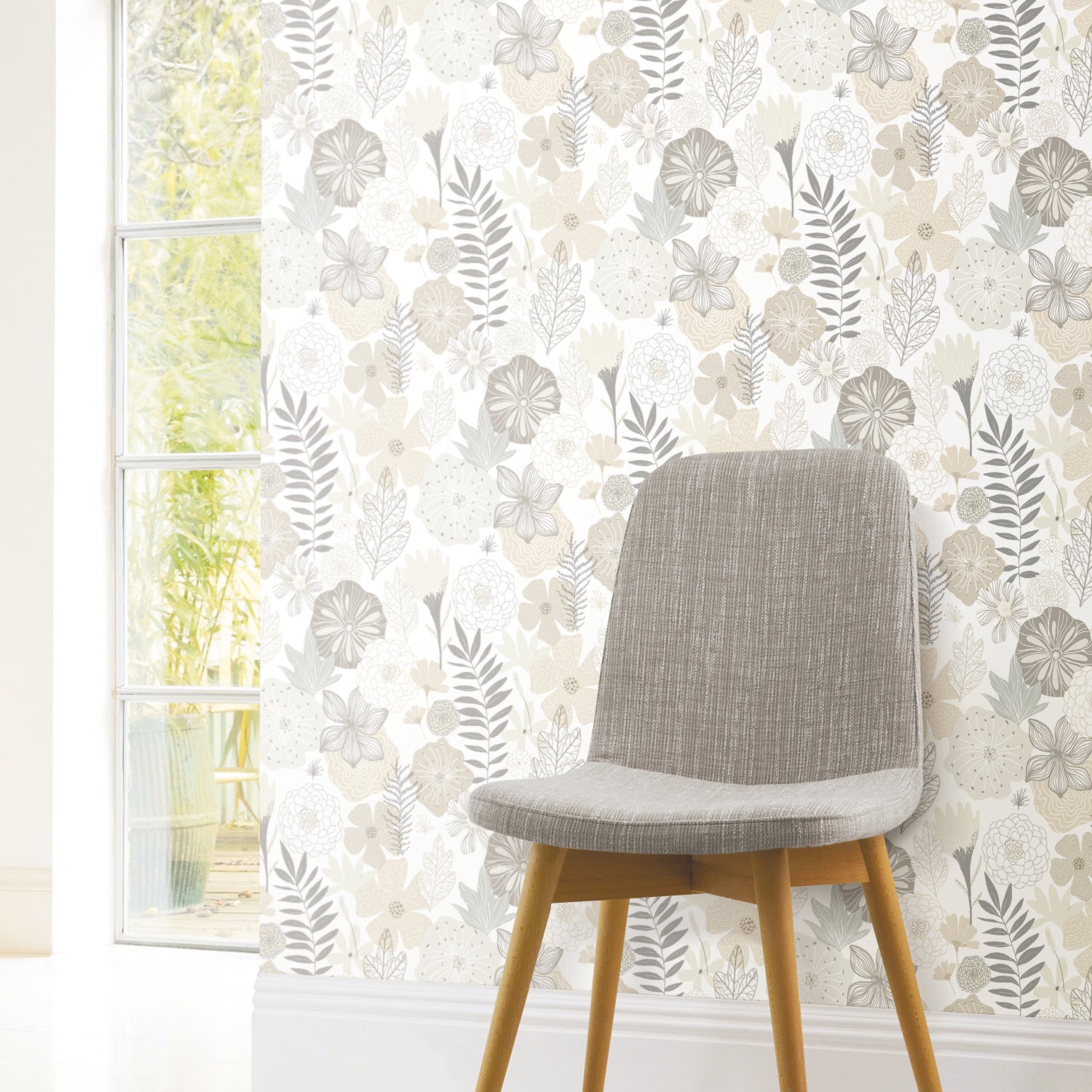 Perennial Blooms Peel and Stick Wallpaper in a room setting