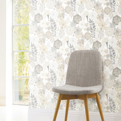 Perennial Blooms Peel and Stick Wallpaper in a room setting