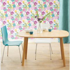 Perennial Blooms Peel and Stick Wallpaper in a room setting