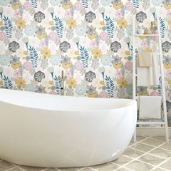 Perennial Blooms Peel and Stick Wallpaper in a room setting