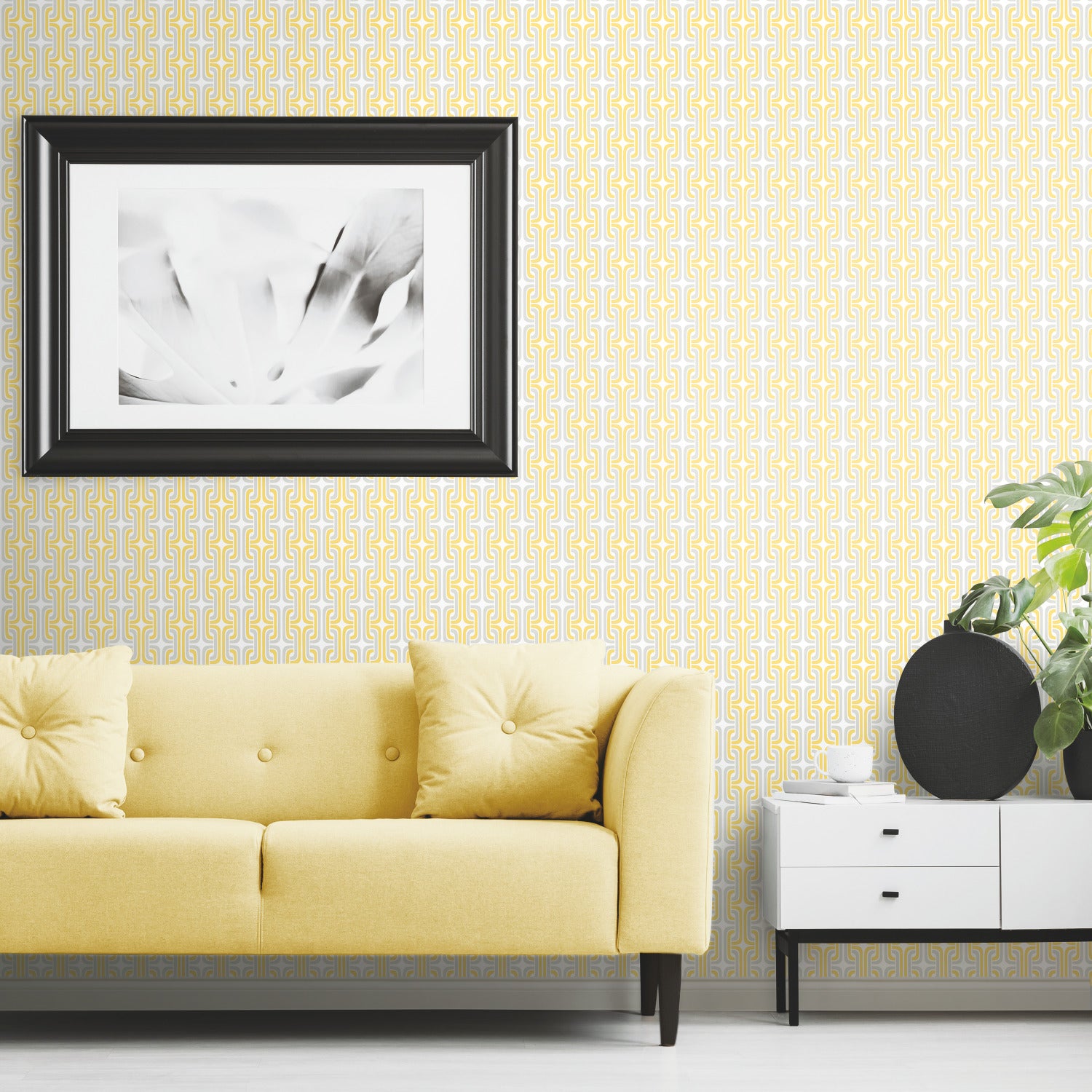 Mod Lattice Peel and Stick Wallpaper in a room setting