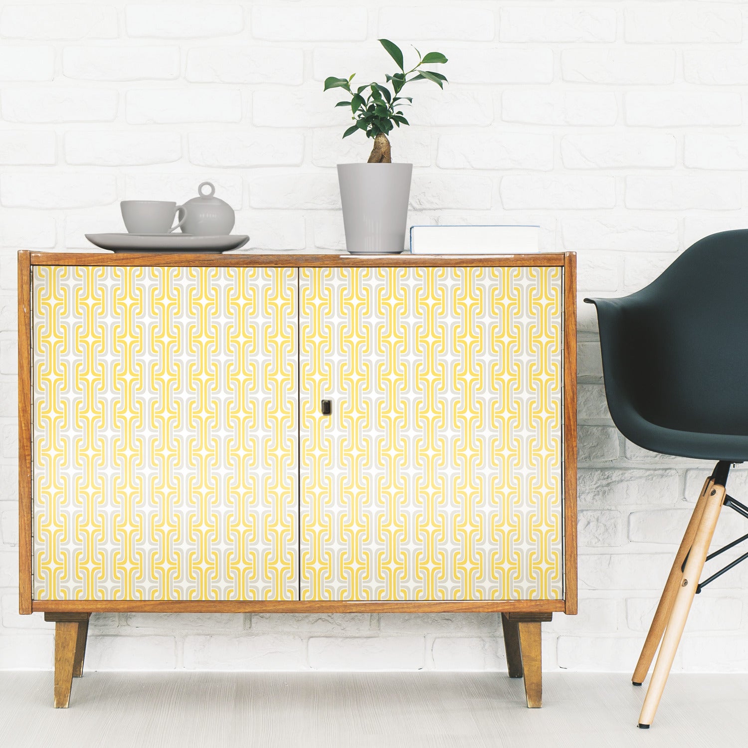 Mod Lattice Peel and Stick Wallpaper in a room setting