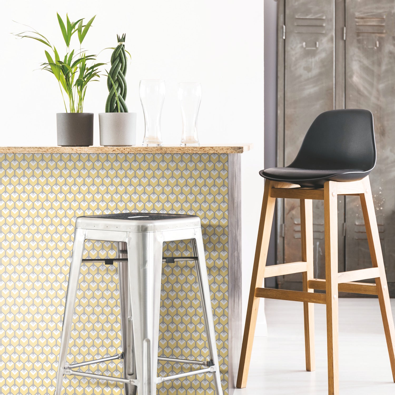3D Petite Hexagons Peel and Stick Wallpaper in a room setting