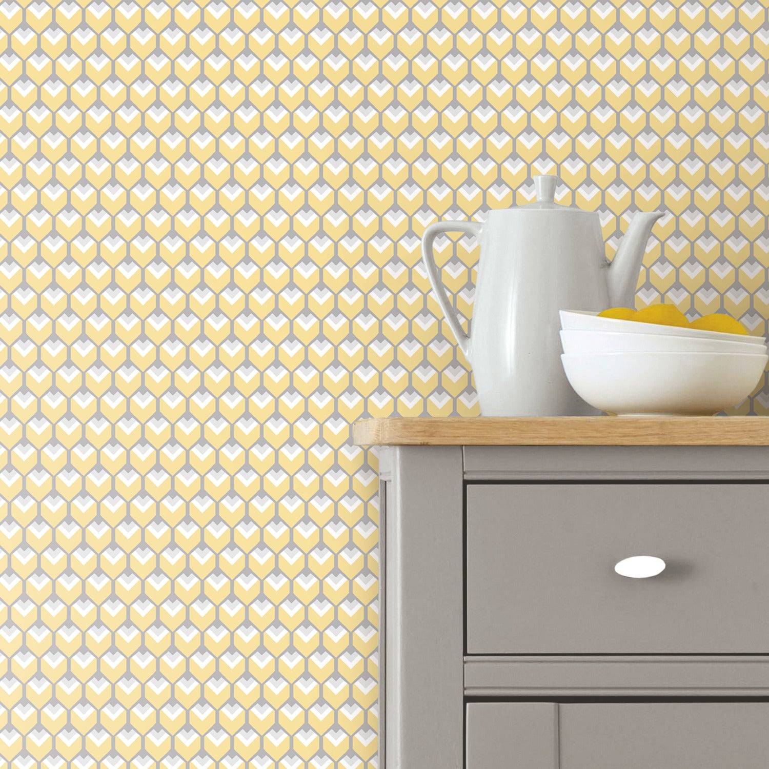 3D Petite Hexagons Peel and Stick Wallpaper in a room setting