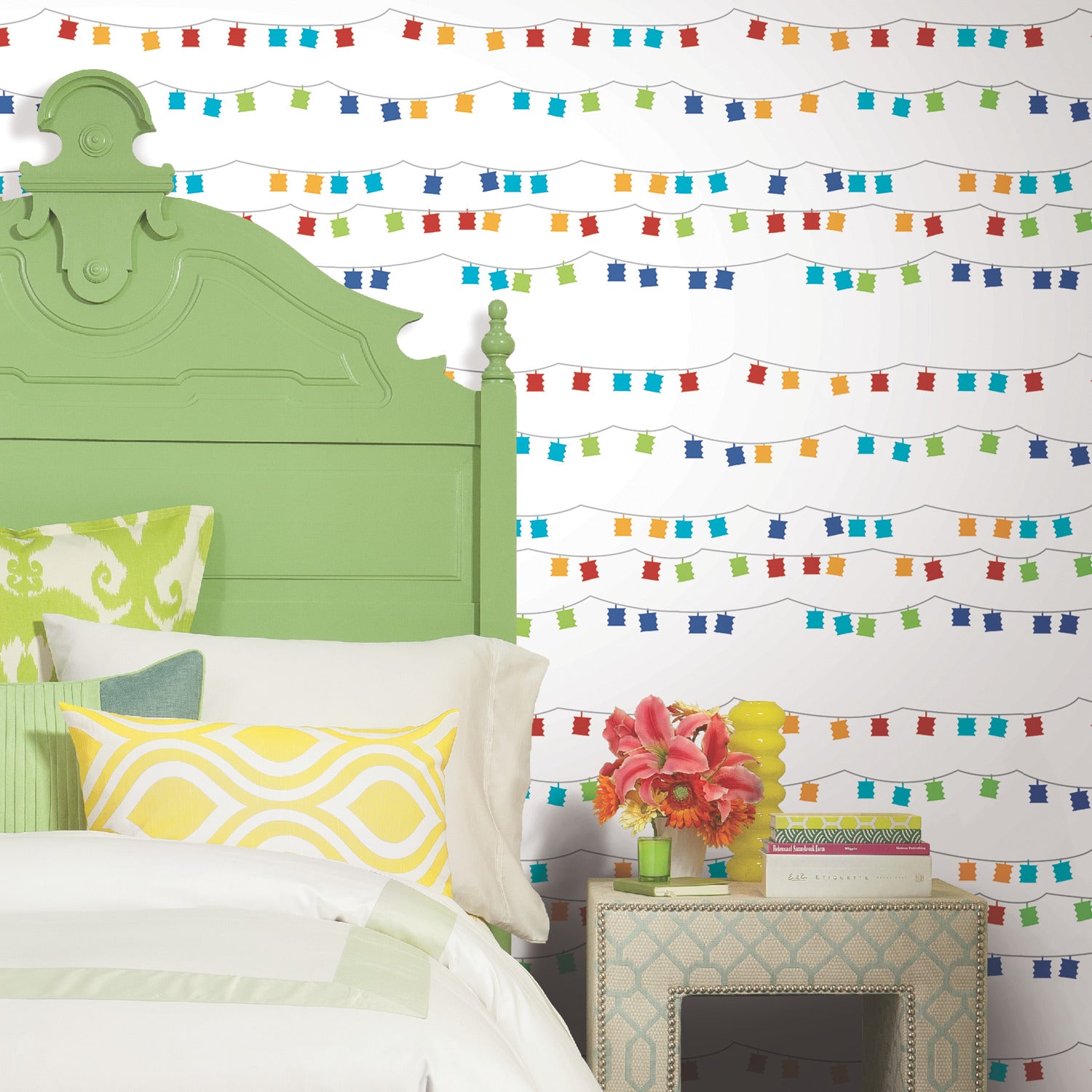 Lanterns Peel and Stick Wallpaper in a room setting