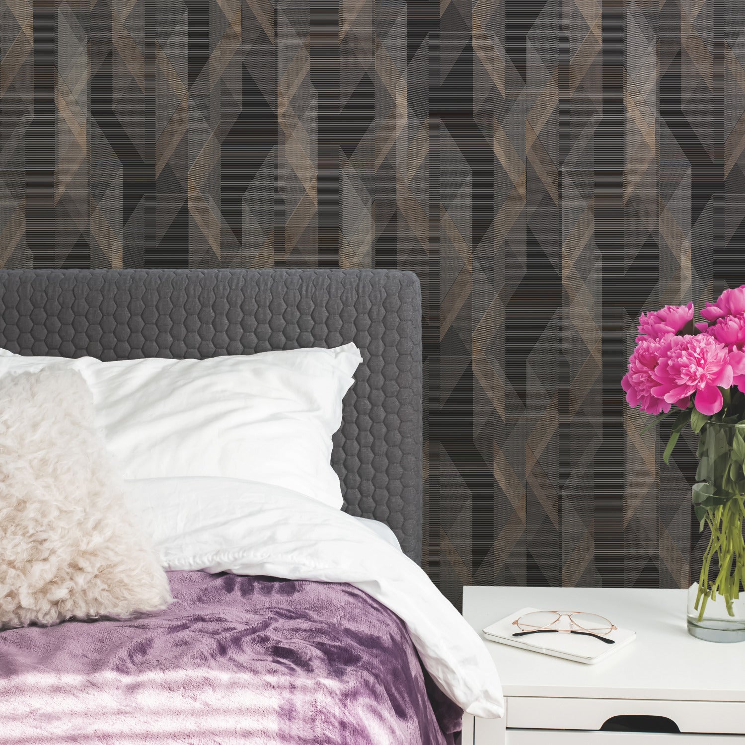 Debonair Geometric Peel and Stick Wallpaper in a room setting
