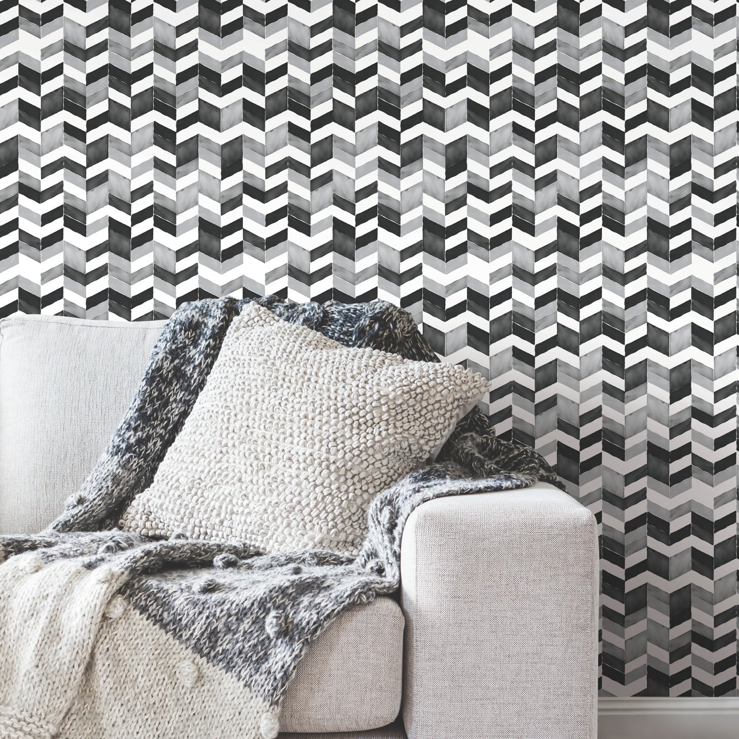 Paul Brent Watercolor Chevron Peel and Stick Wallpaper