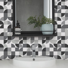 Mid-Century Geometric Peel and Stick Wallpaper in a room setting