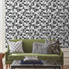 Mid-Century Geometric Peel and Stick Wallpaper in a room setting