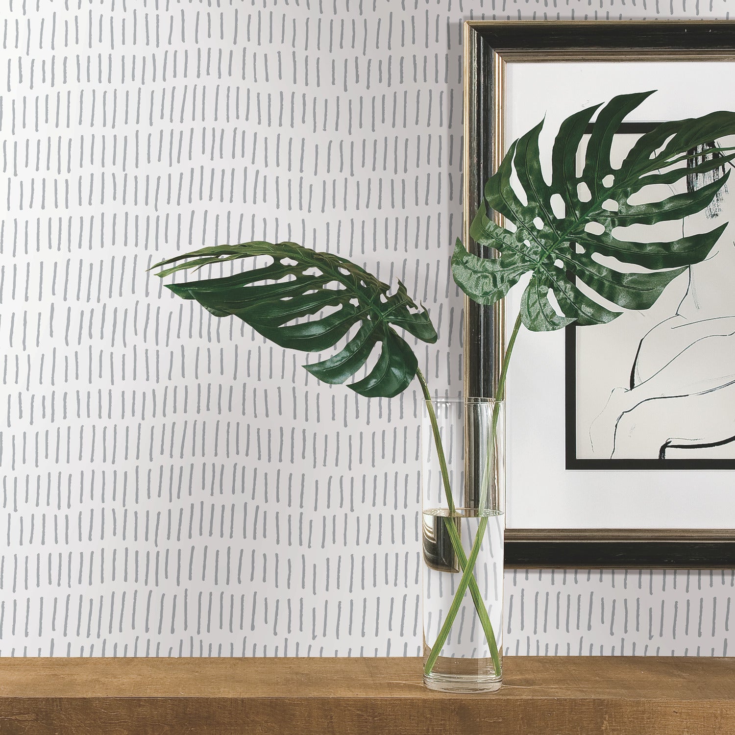 Tick Mark Peel and Stick Wallpaper in a room setting