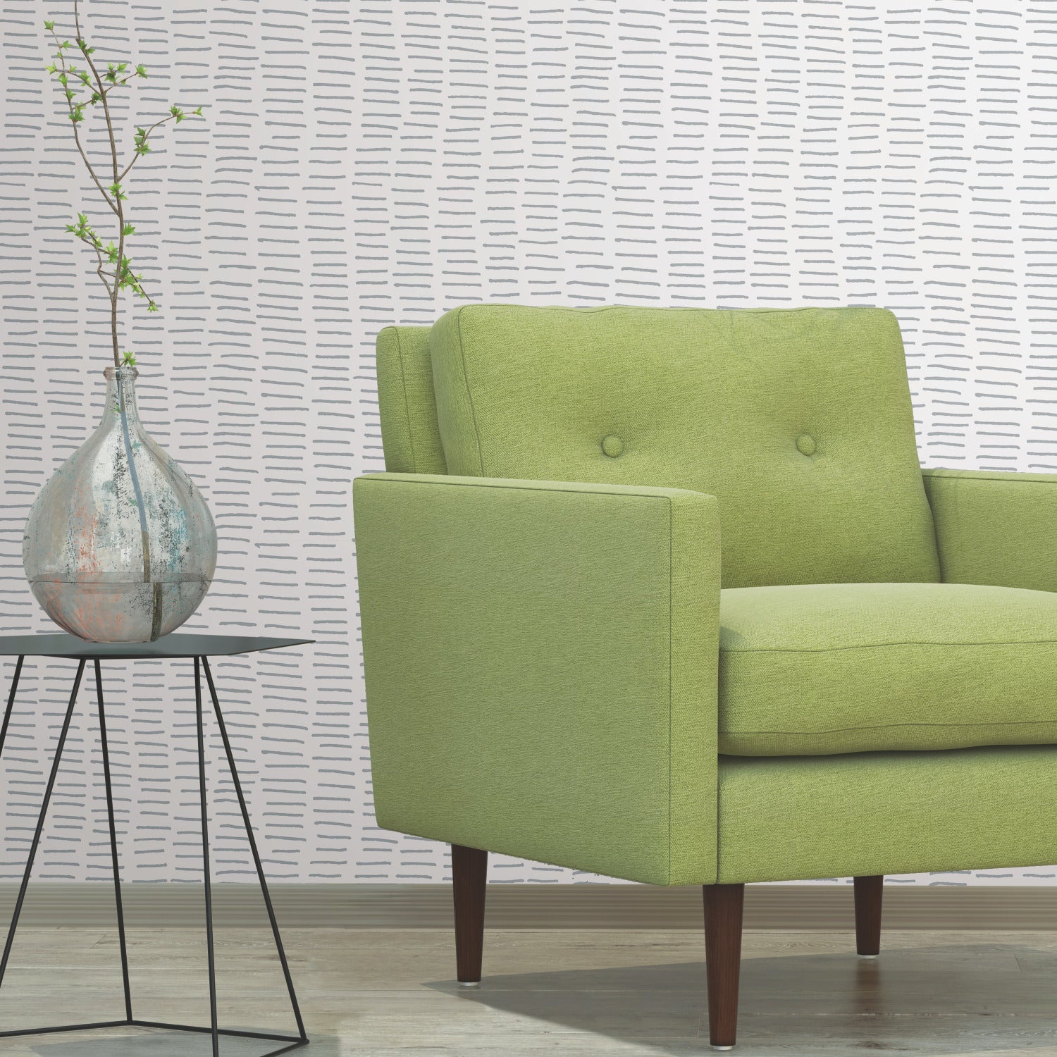 Tick Mark Peel and Stick Wallpaper in a room setting