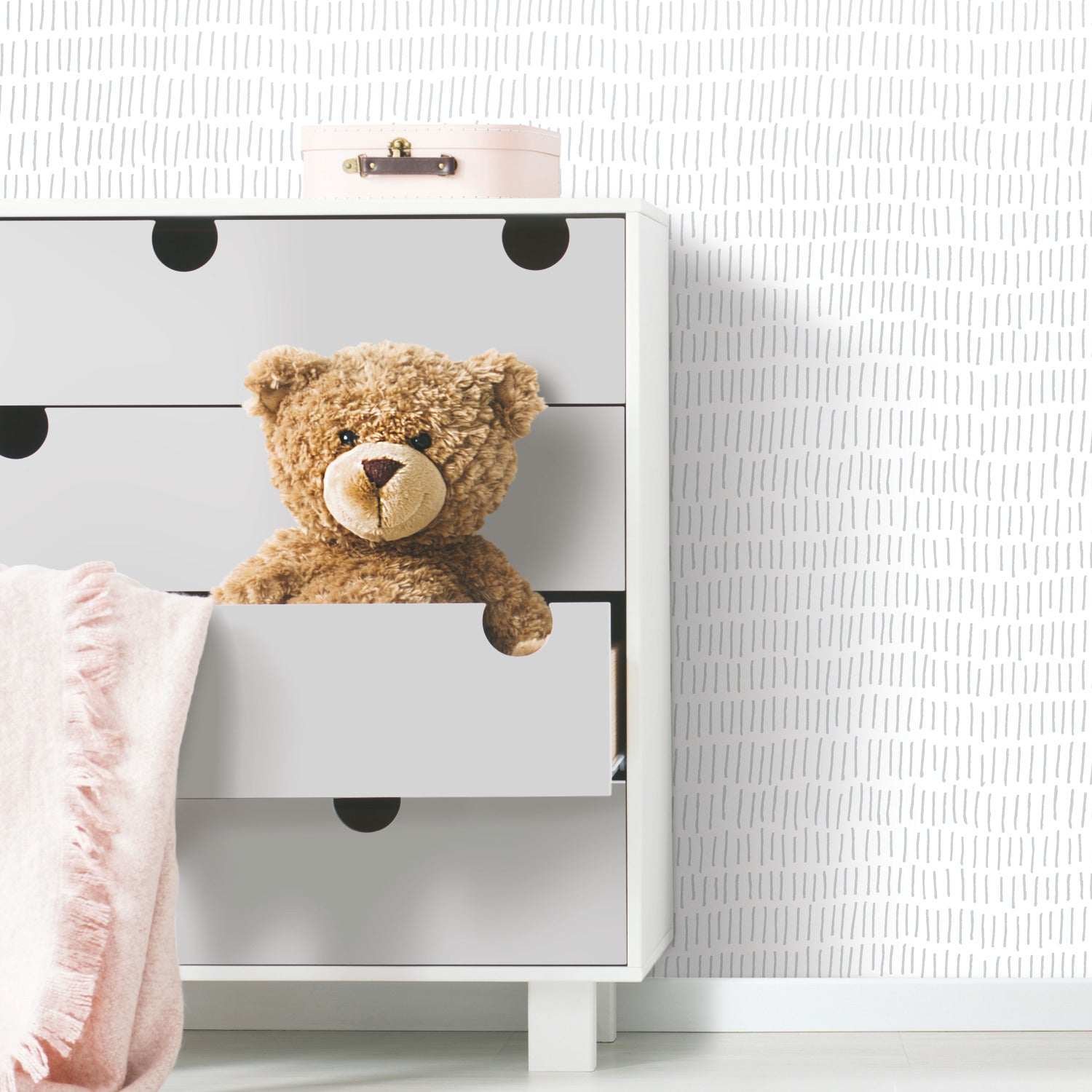 Tick Mark Peel and Stick Wallpaper in a room setting