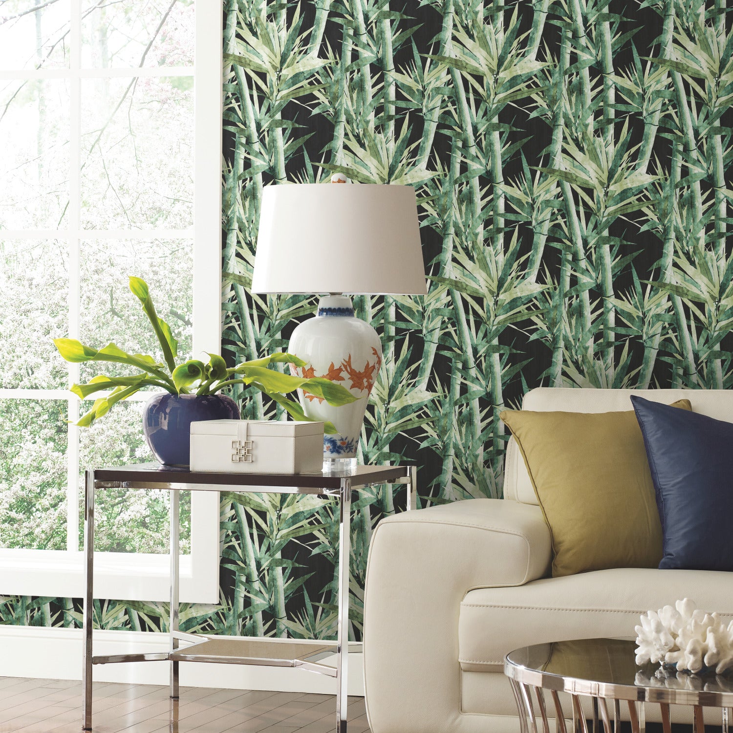 Lucky Bamboo Peel and Stick Wallpaper in a room setting