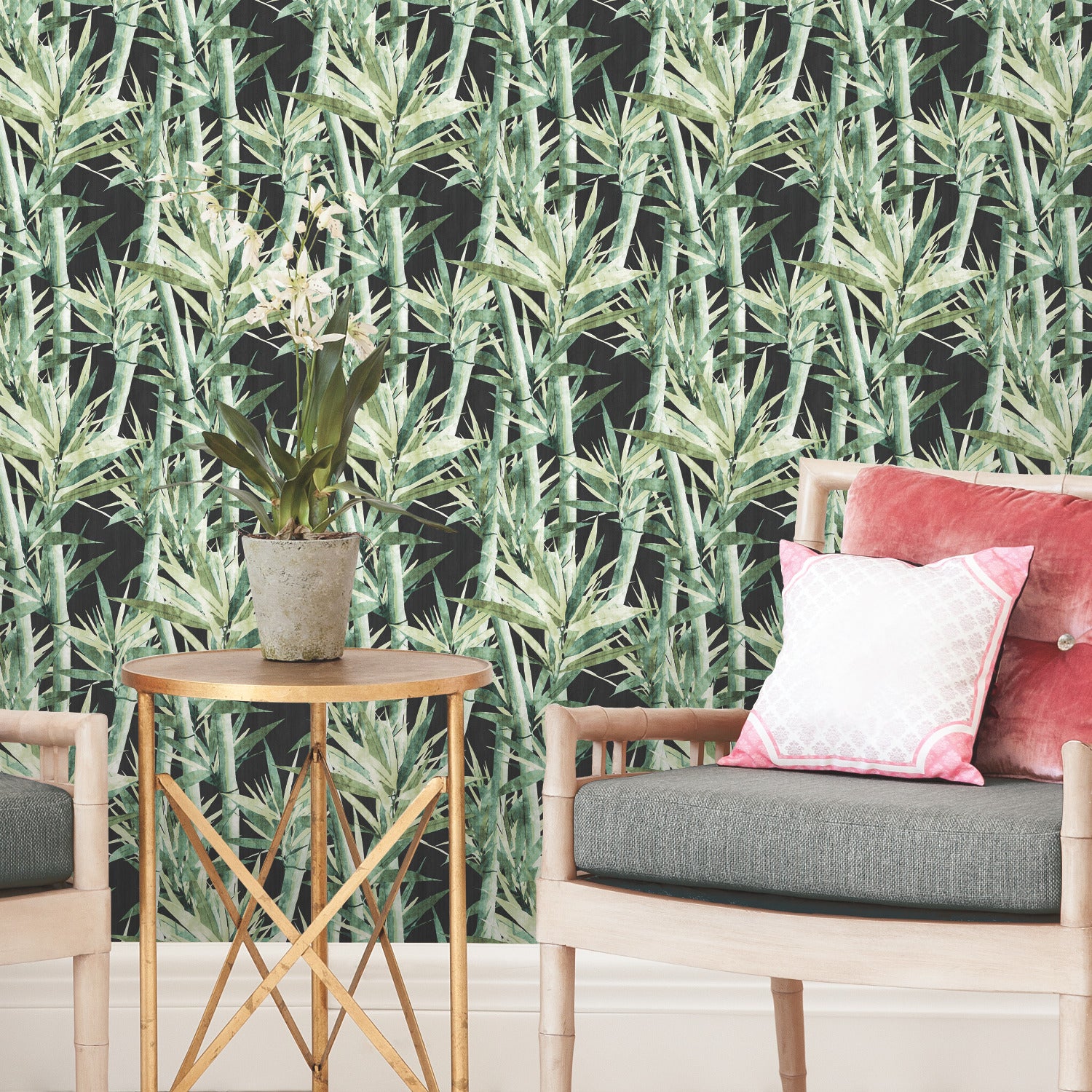 Lucky Bamboo Peel and Stick Wallpaper in a room setting