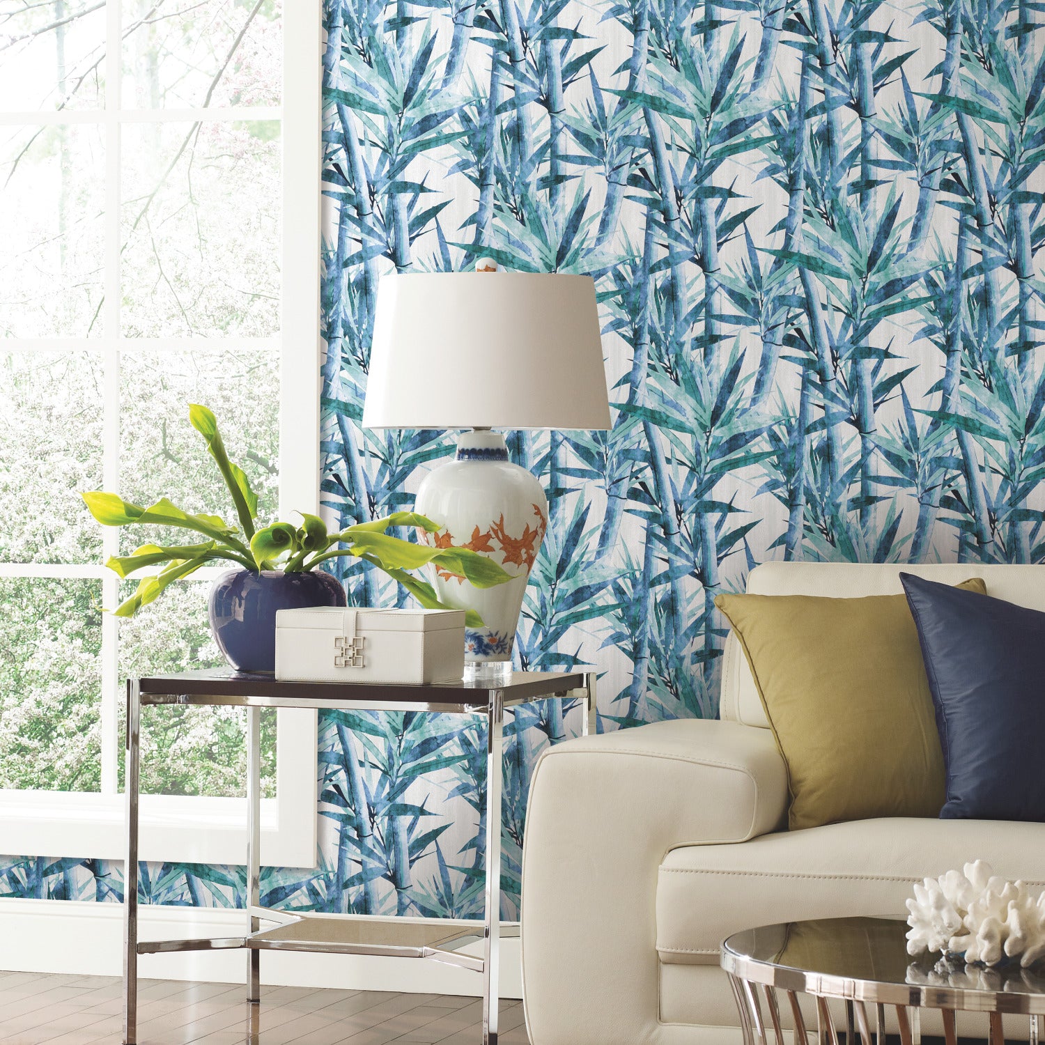 Lucky Bamboo Peel and Stick Wallpaper in a room setting