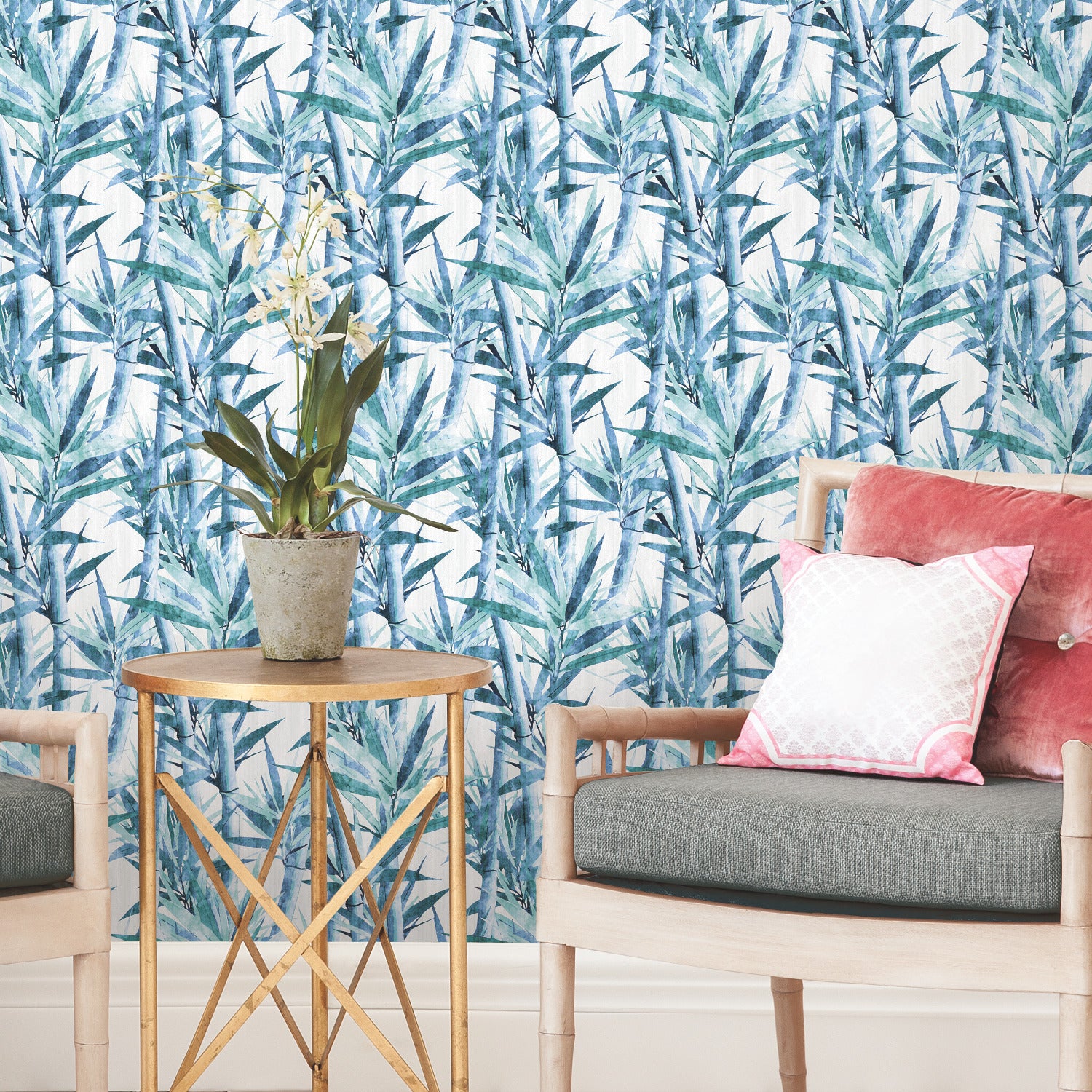 Lucky Bamboo Peel and Stick Wallpaper in a room setting
