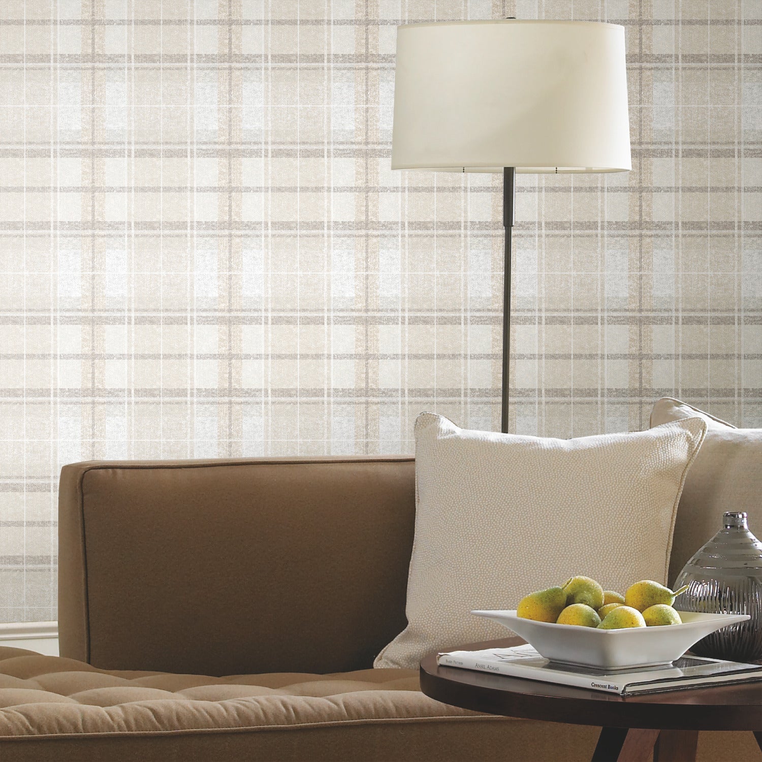 Tweed Plaid Peel and Stick Wallpaper in a room setting