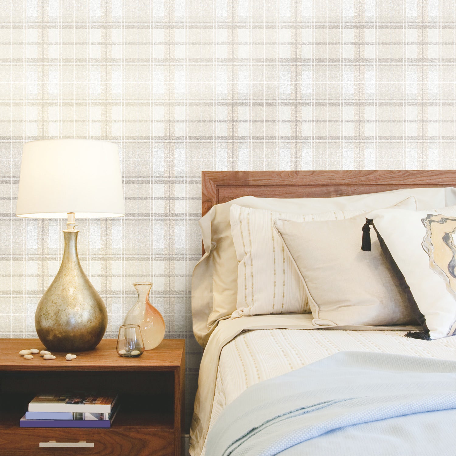 Tweed Plaid Peel and Stick Wallpaper in a room setting