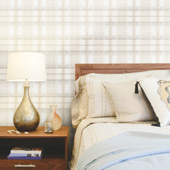 Tweed Plaid Peel and Stick Wallpaper in a room setting