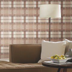 Tweed Plaid Peel and Stick Wallpaper in a room setting