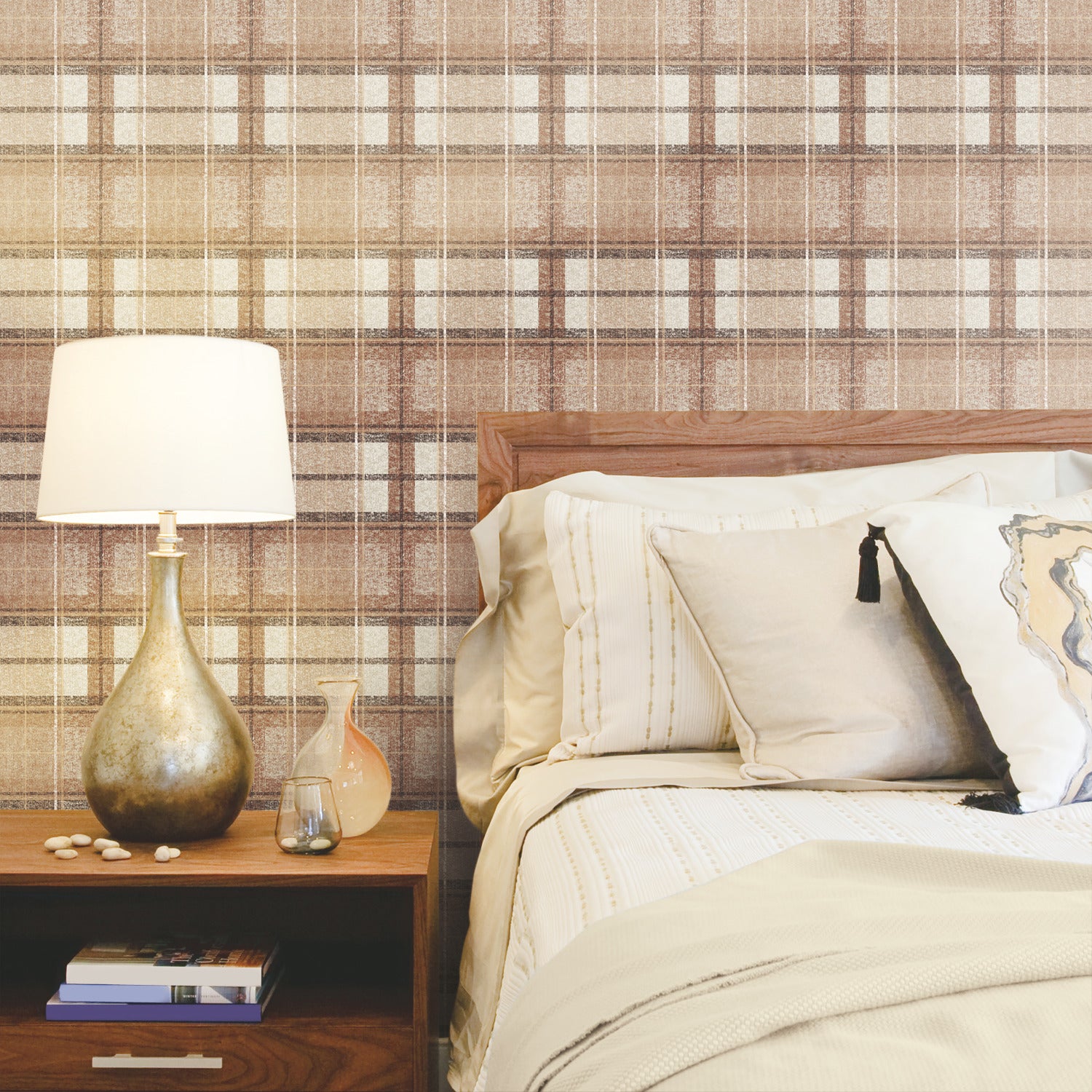 Tweed Plaid Peel and Stick Wallpaper in a room setting