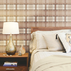 Tweed Plaid Peel and Stick Wallpaper in a room setting