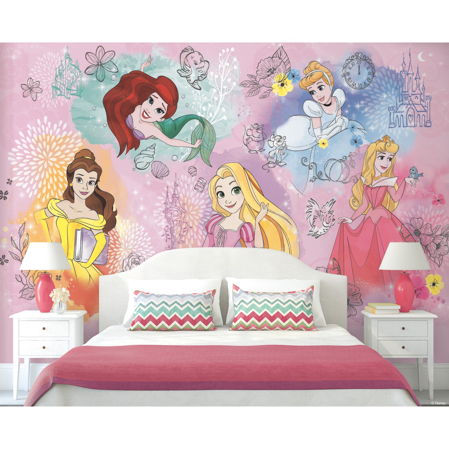 Disney Princesses Peel and Stick Mural in a room setting