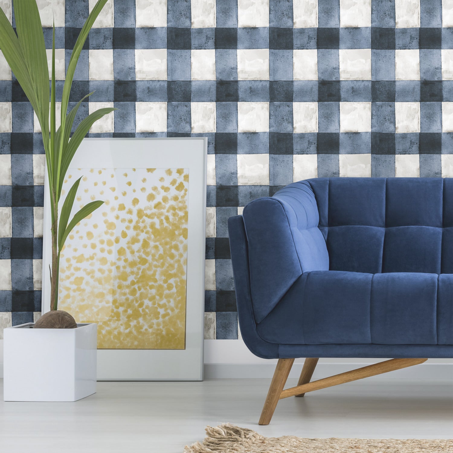 Buffalo Plaid Peel and Stick Wallpaper in a room setting
