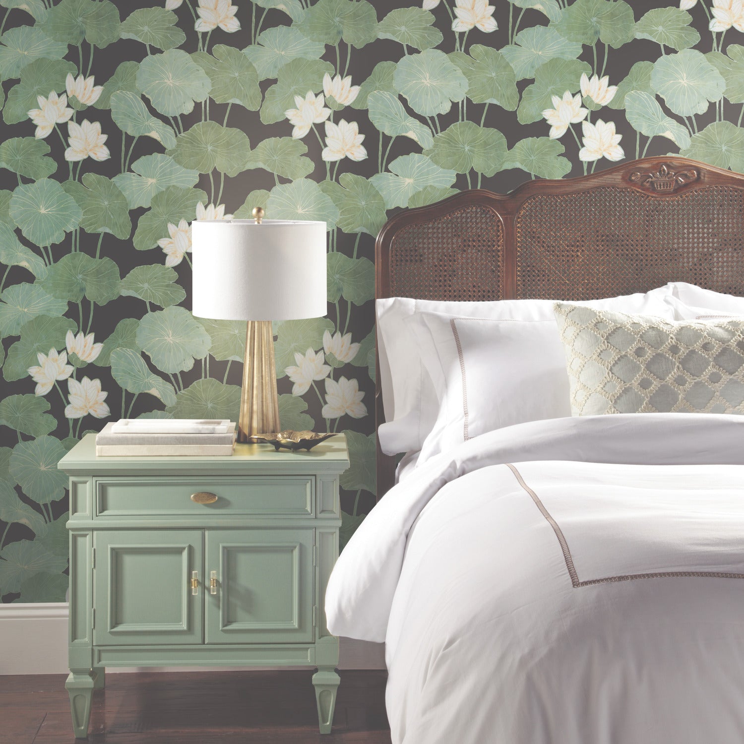 Lily Pad Peel and Stick Wallpaper in a room setting