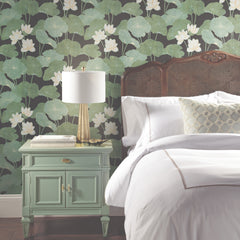 Lily Pad Peel and Stick Wallpaper in a room setting