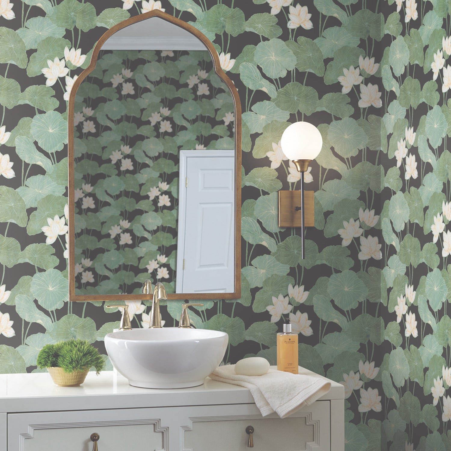 Lily Pad Peel and Stick Wallpaper in a room setting