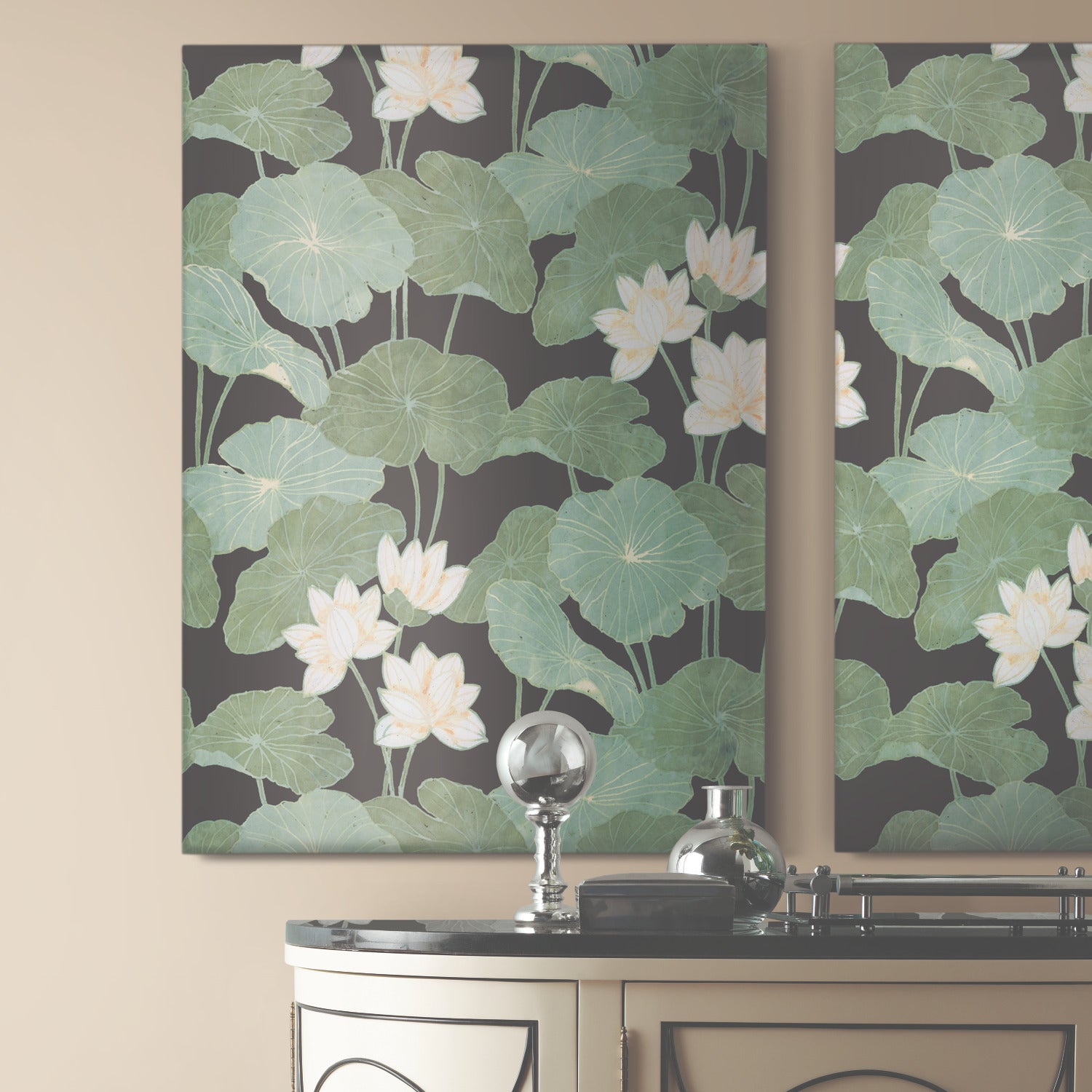 Lily Pad Peel and Stick Wallpaper in a room setting