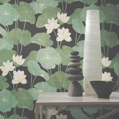 Lily Pad Peel and Stick Wallpaper in a room setting
