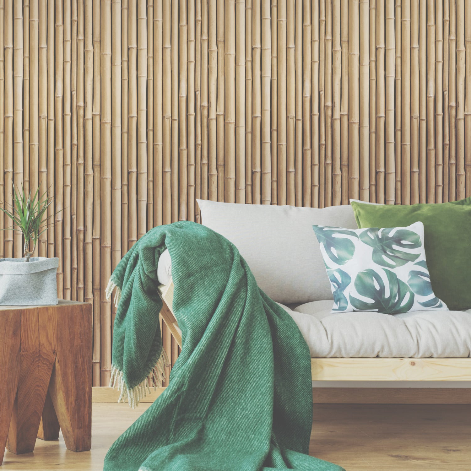 Bamboo Peel and Stick Wallpaper in a room setting