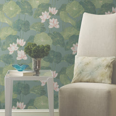 Lily Pad Peel and Stick Wallpaper in a room setting