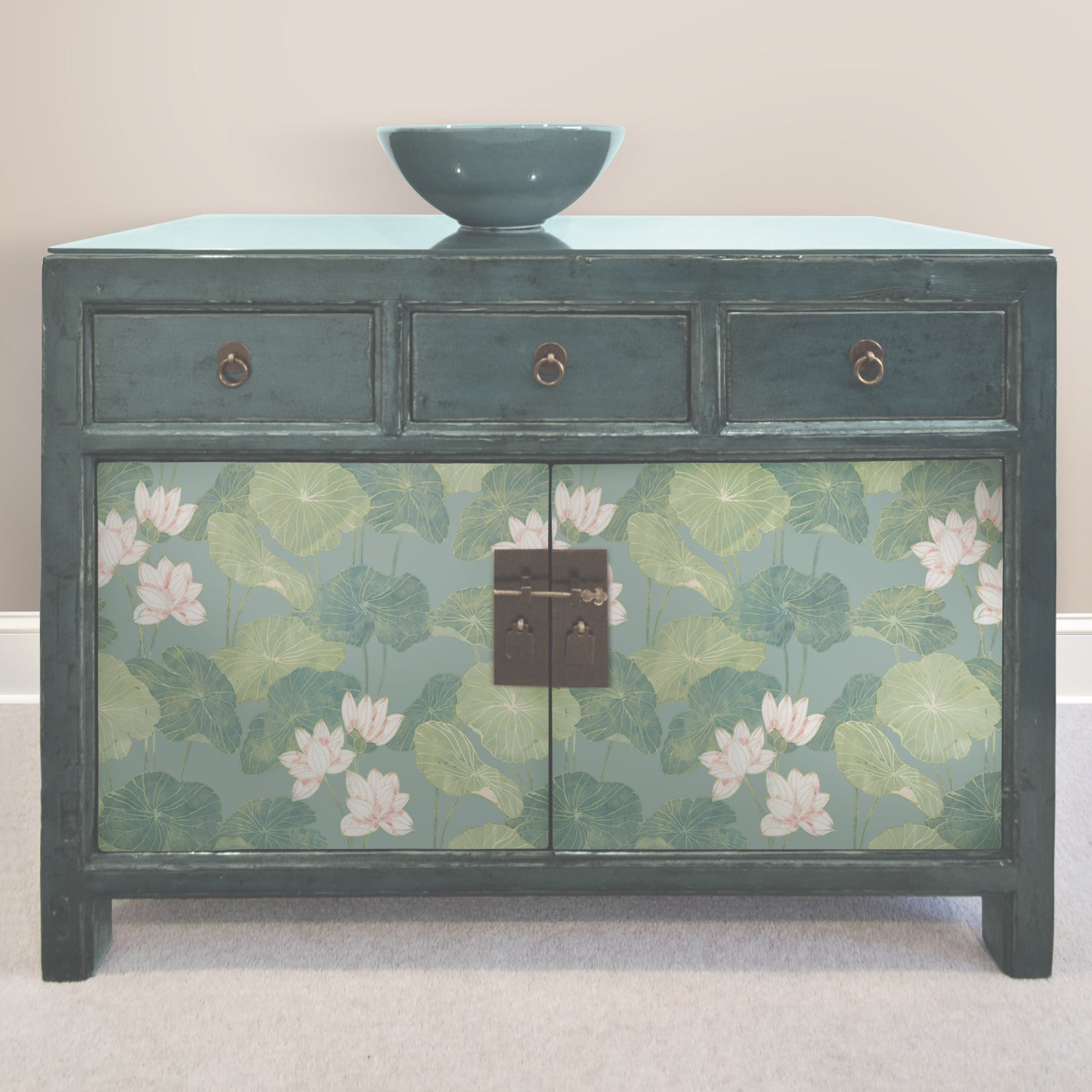 Lily Pad Peel and Stick Wallpaper in a room setting