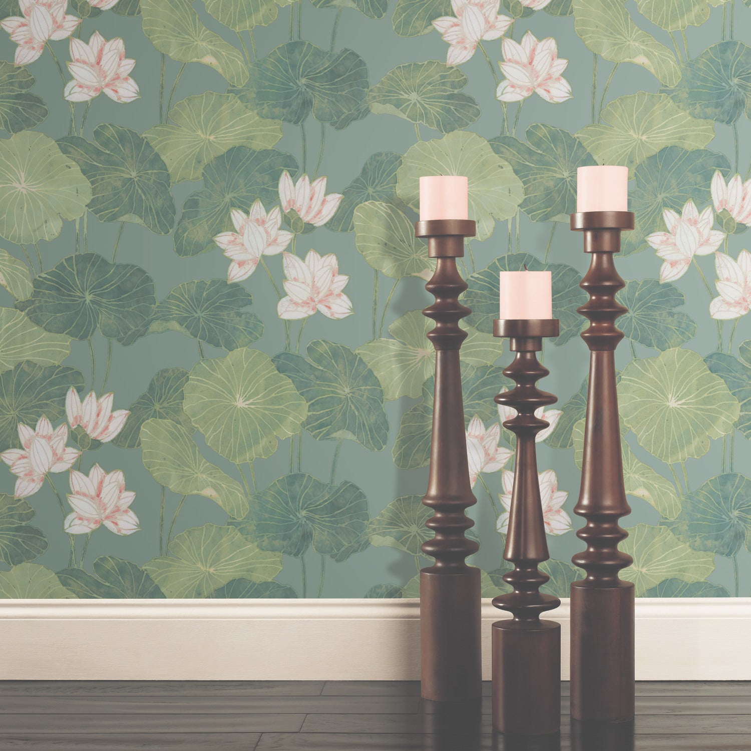 Lily Pad Peel and Stick Wallpaper in a room setting
