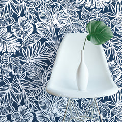 Batik Tropical Leaf Peel and Stick Wallpaper in a room setting