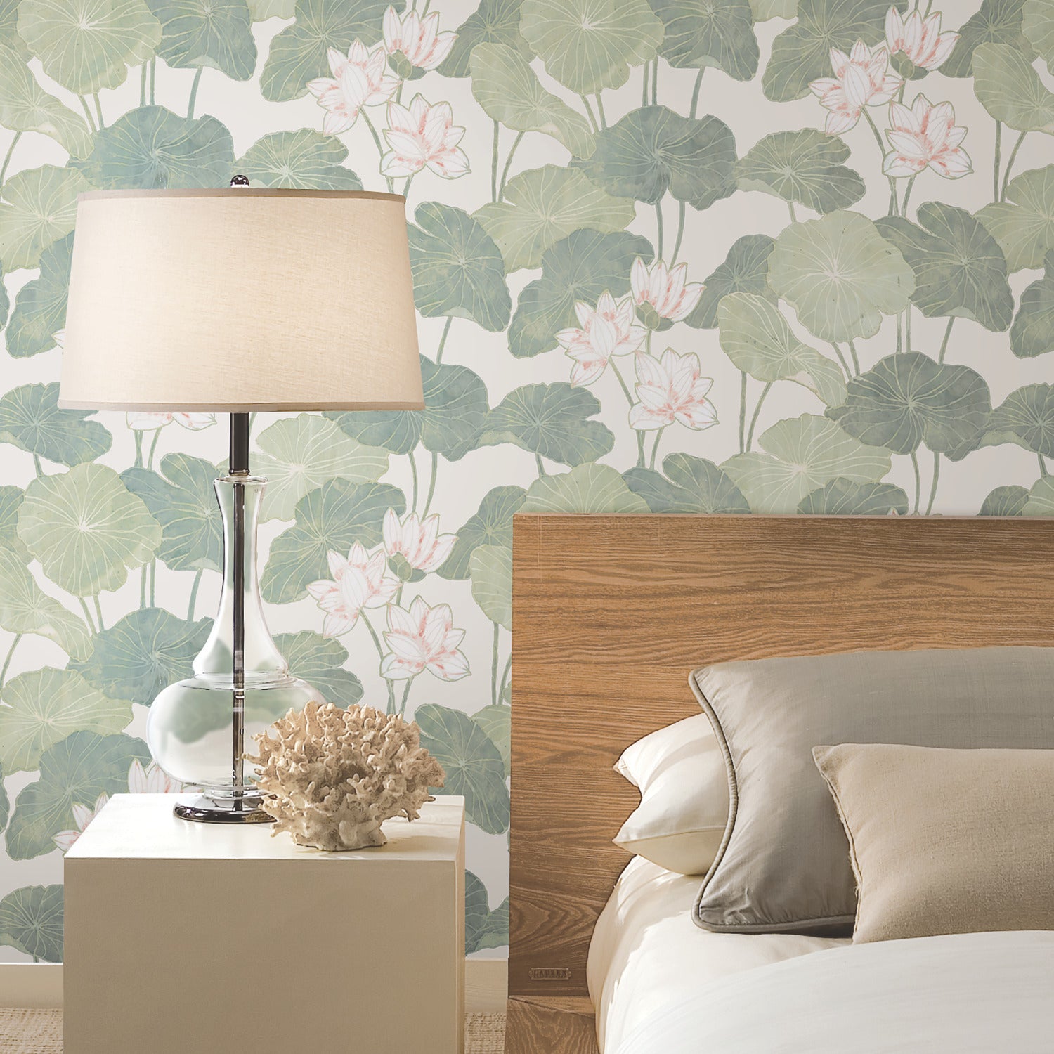 Lily Pad Peel and Stick Wallpaper in a room setting