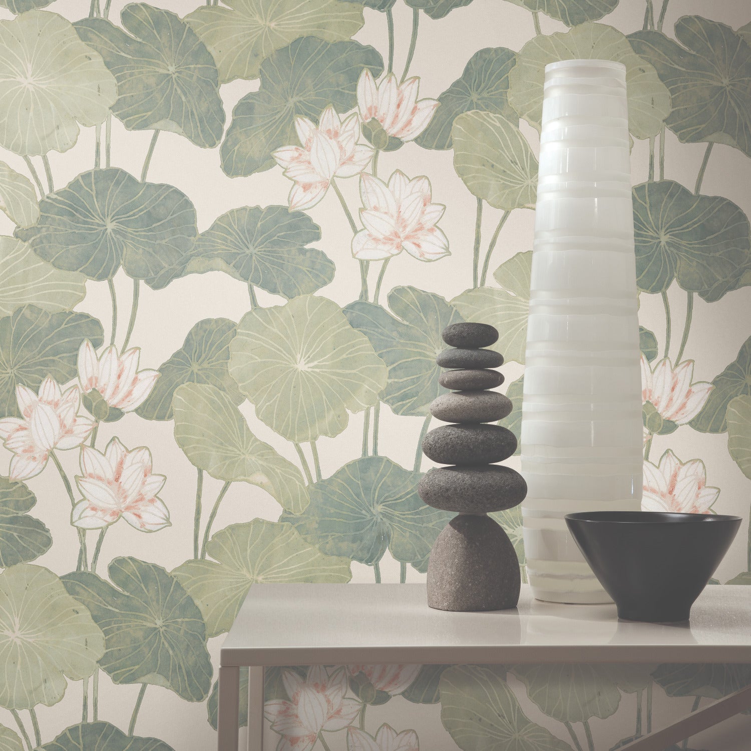 Lily Pad Peel and Stick Wallpaper in a room setting