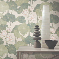Lily Pad Peel and Stick Wallpaper in a room setting