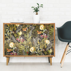 Tropical Flowers Peel and Stick Wallpaper in a room setting