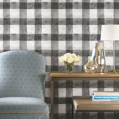 Buffalo Plaid Peel and Stick Wallpaper in a room setting