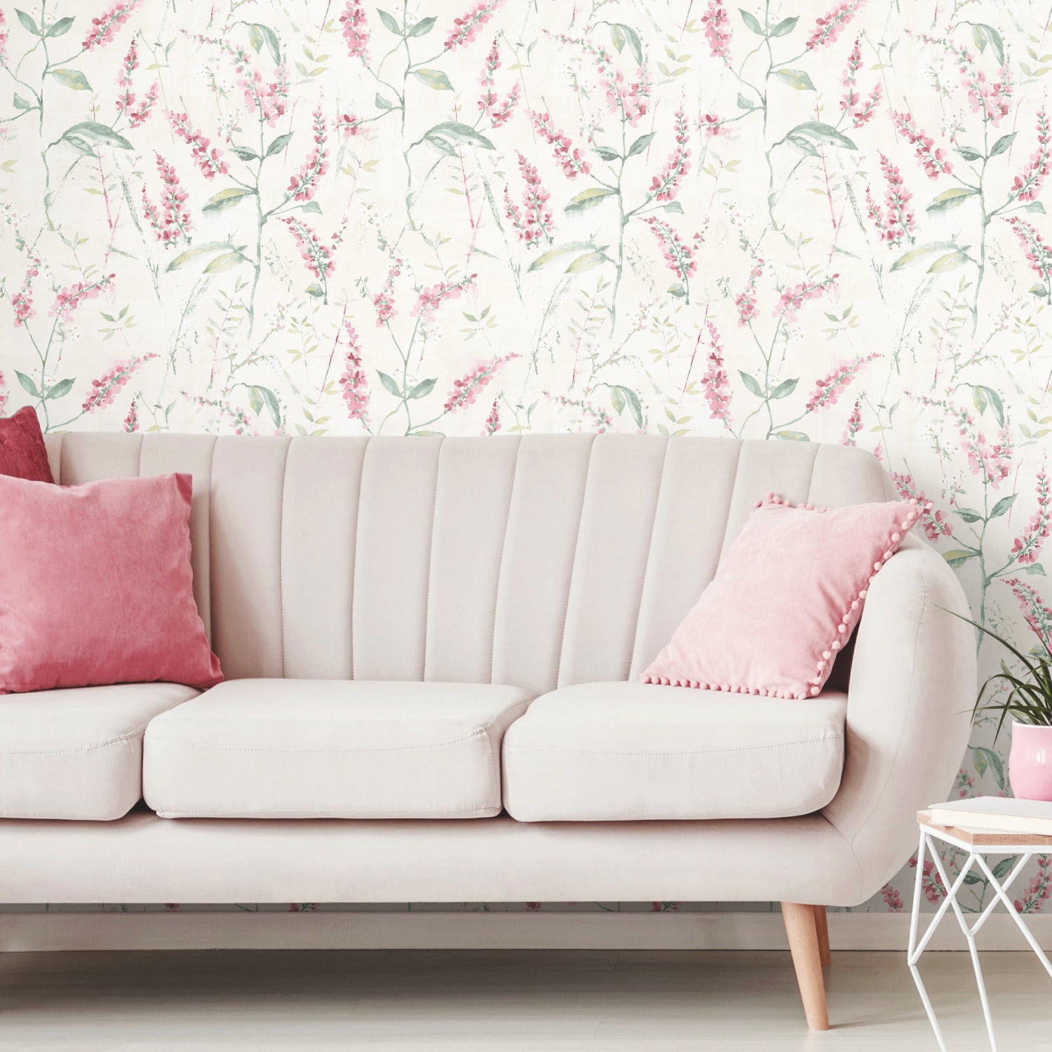 Floral Sprig Peel and Stick Wallpaper in a room setting