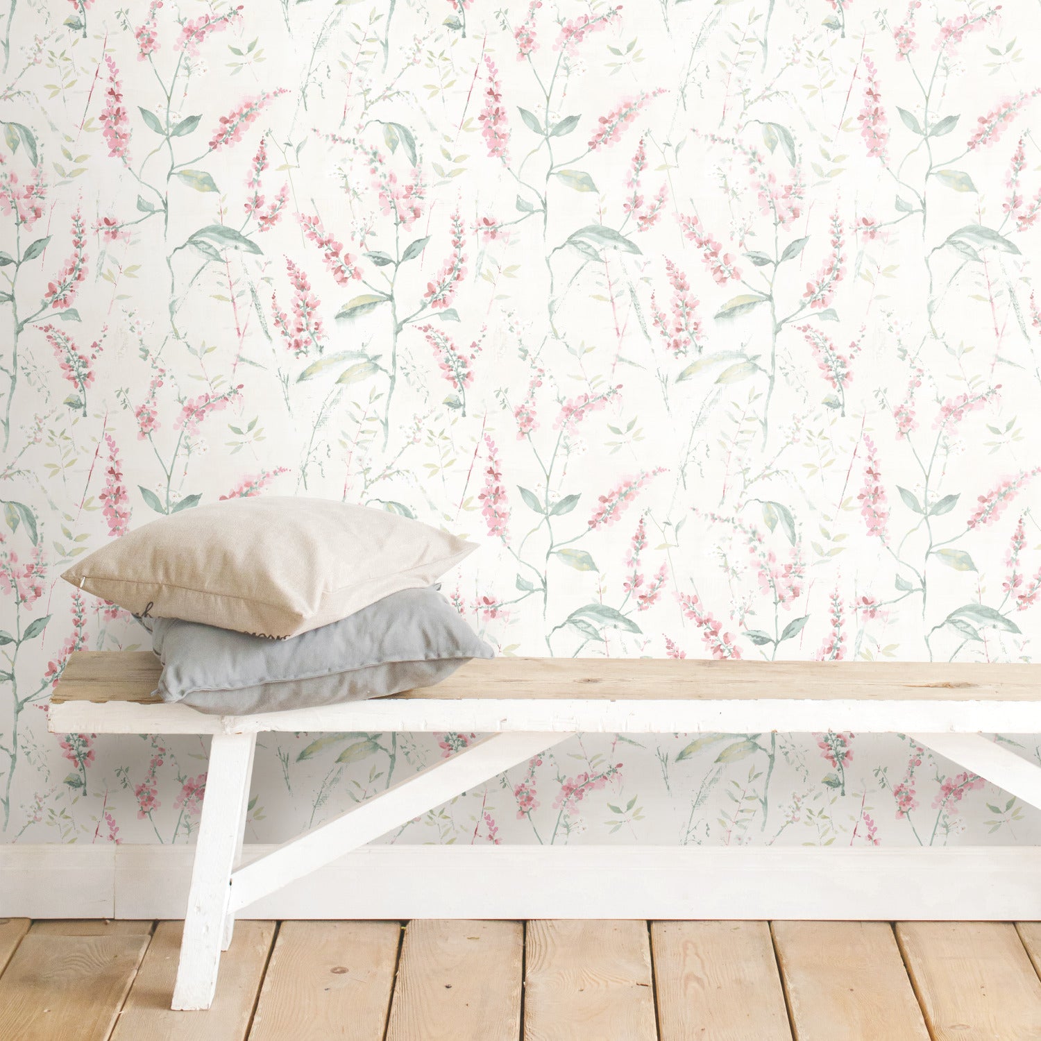 Floral Sprig Peel and Stick Wallpaper in a room setting