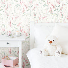 Floral Sprig Peel and Stick Wallpaper in a room setting