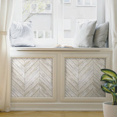 Herringbone Wood Boards Peel and Stick Wallpaper in a room setting