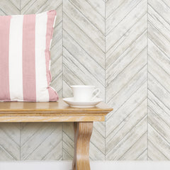 Herringbone Wood Boards Peel and Stick Wallpaper in a room setting