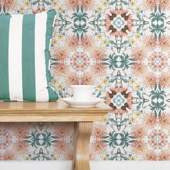 Cottage Garden Kaleidoscope Peel and Stick Wallpaper in a room setting